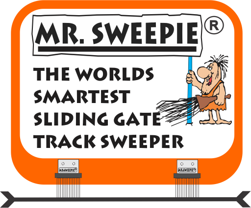 MR. SWEEPIE® product photo showing gate brush and logo